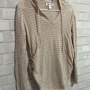 Maternity Motherhood Beige Striped V-Neck Sweater